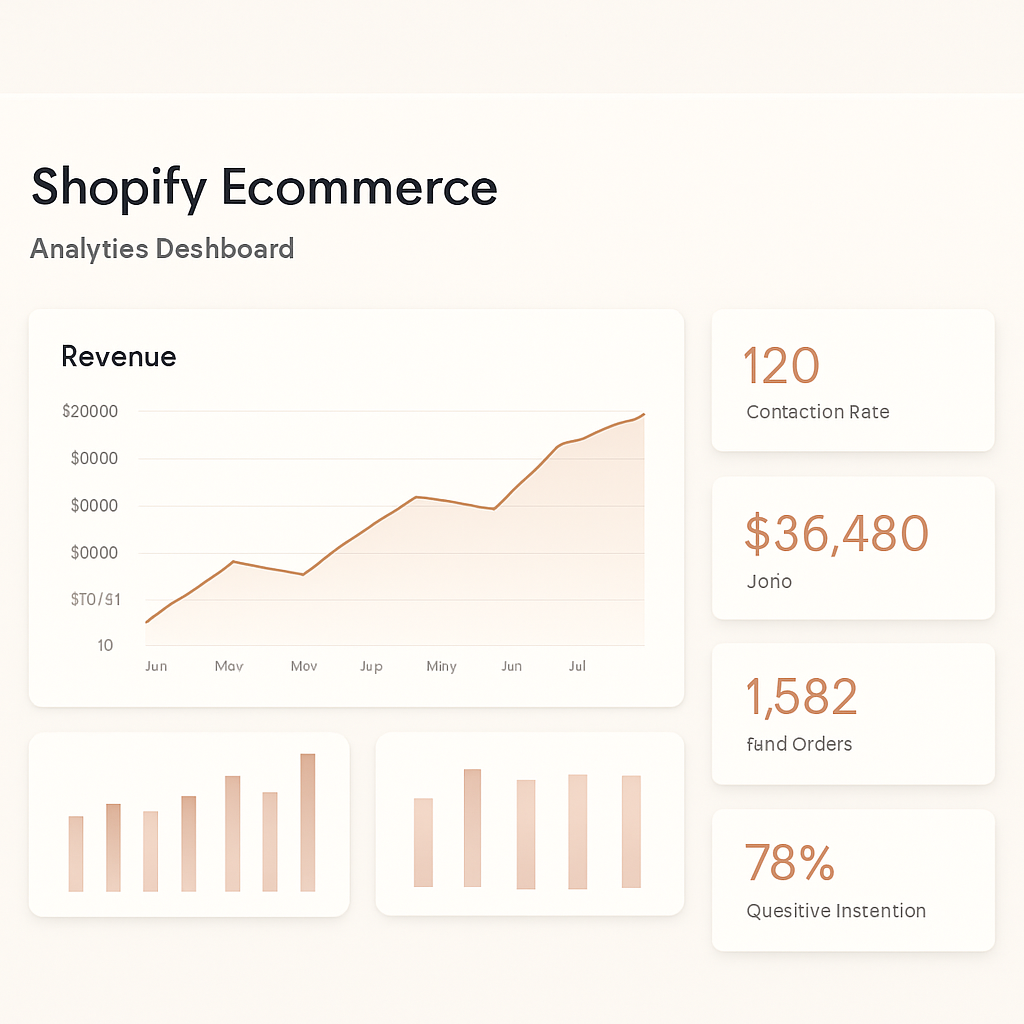 ECOMSCALEFORGE Shopify analytics dashboard showing revenue growth and conversion metrics